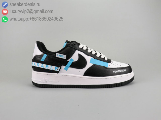 NIKE AIR FORCE 1 '07 LOW SWOOSH TEMPORARY WEARABLE BLACK WHITE UNISEX SKATE SHOES